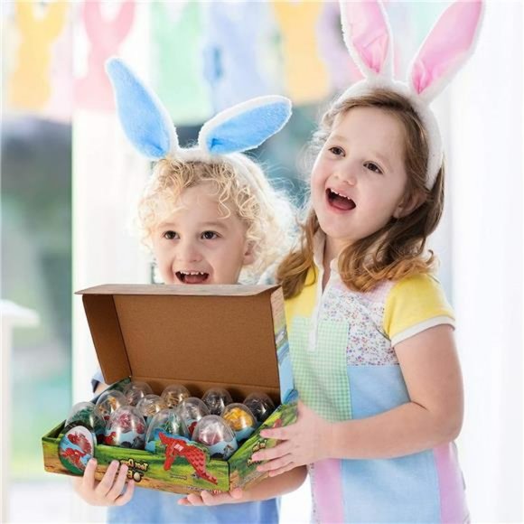 12pcs Easter Egg Prefilled w/ Dinosaur Building Blocks for Easter Basket Stuffer - Picture 6 of 6